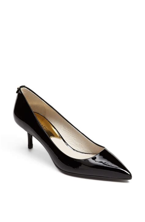 michael kors black leather heels|michael kors kitten heel pump.